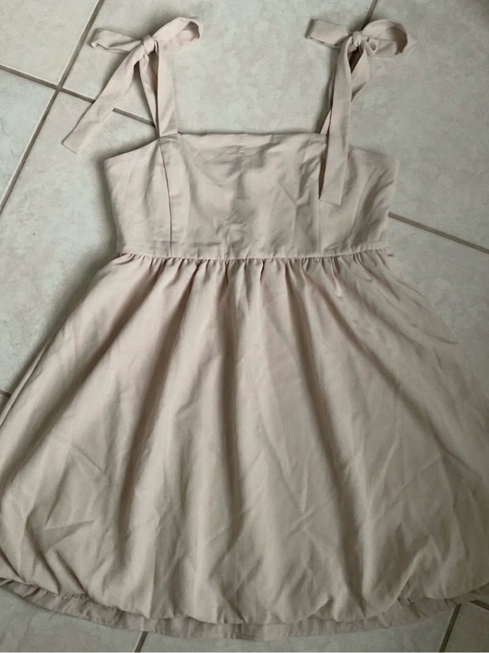 Timing Light Cream Tie-Shoulder Mini Dress